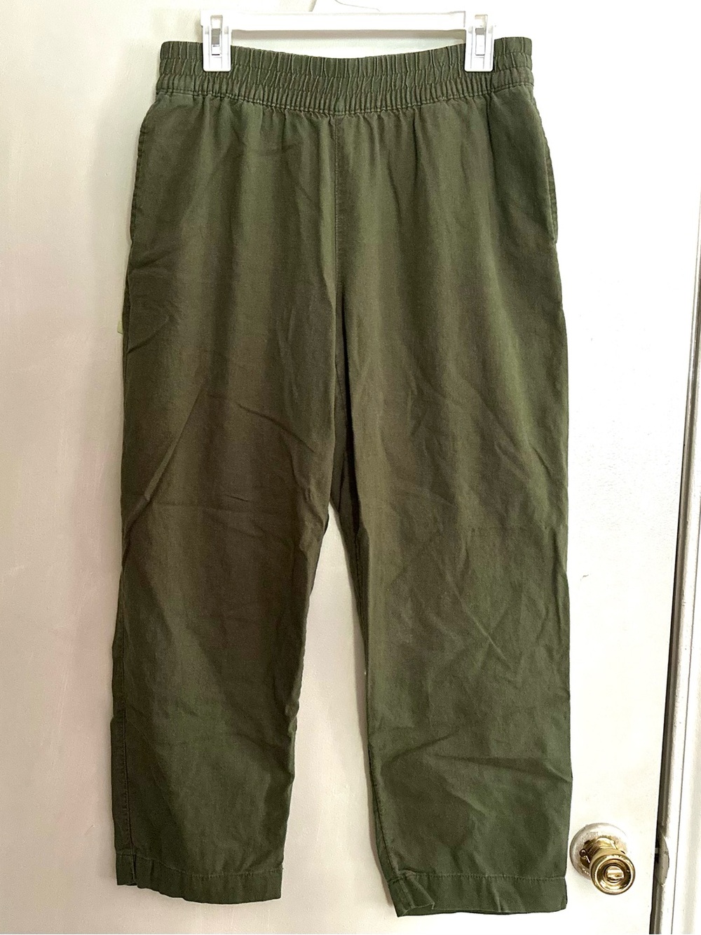 Old Navy Linen Blend Straight Pants Olive Green Comfort Waist Medium